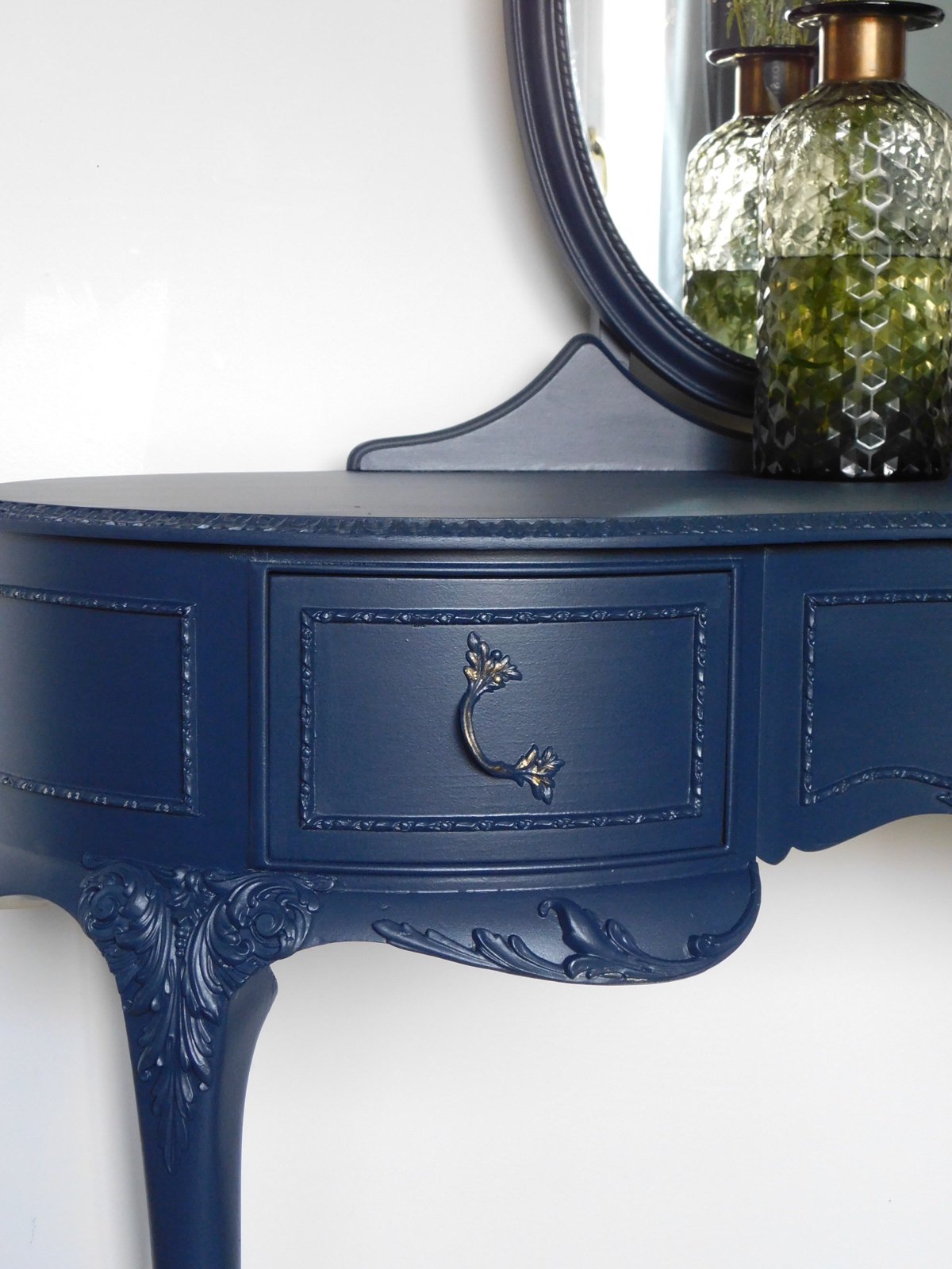 Image of A elegant dark blue dressing table