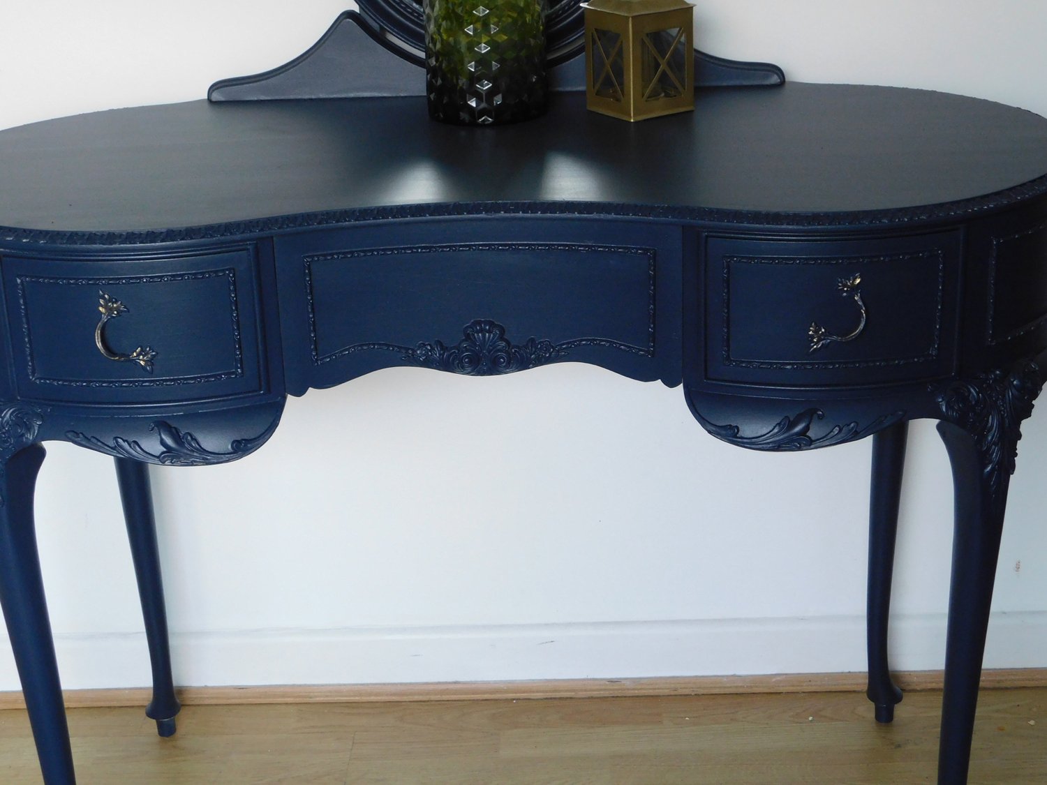 Image of A elegant dark blue dressing table