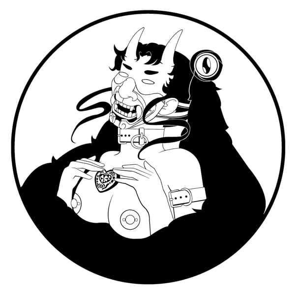 Image of Round Demon Moon Sticker