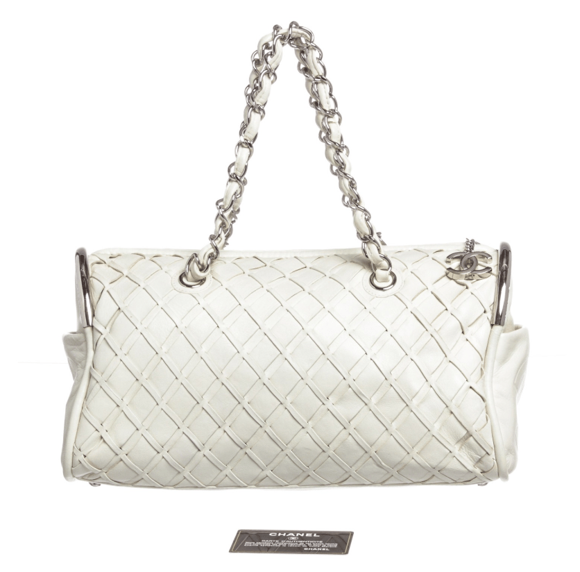 Image of Chanel White Ultimate Soft Leather Sombrero Bowler Bag