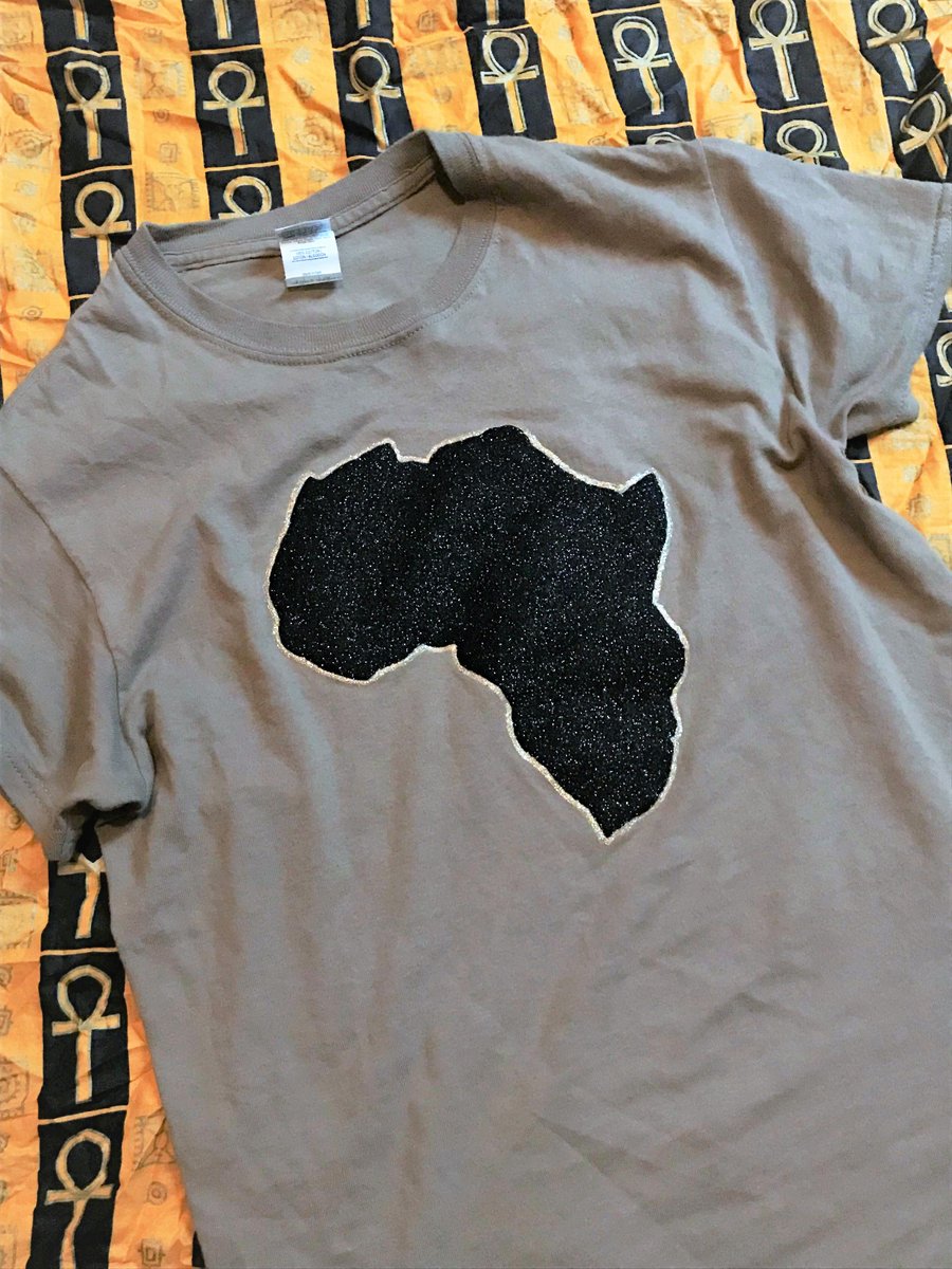 Image of Africa Black Vinyl Glitter T-Shirt, Graphic T-shirt, Africa T-shirt, Africa Tee, Africa Shirt