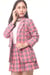 Image of Cher Long Blazer Set in Pink Tartan