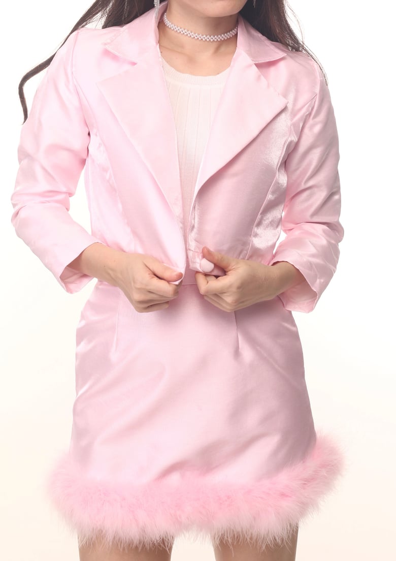 Image of Michelle Silk Blazer Set in Pink