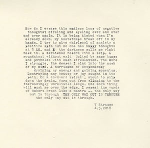 Image of The only way out is through. Original embroidery on muslin.