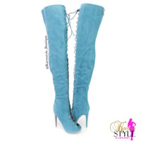 Image 2 of London Turquoise Thigh High Heels