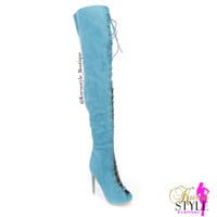 Image 3 of London Turquoise Thigh High Heels