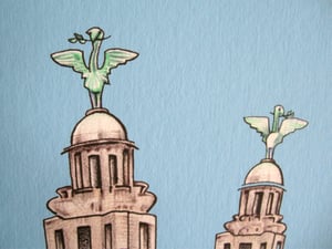 Liverpool 3 Graces Waterfront Architecture - Skyline - Art - Print