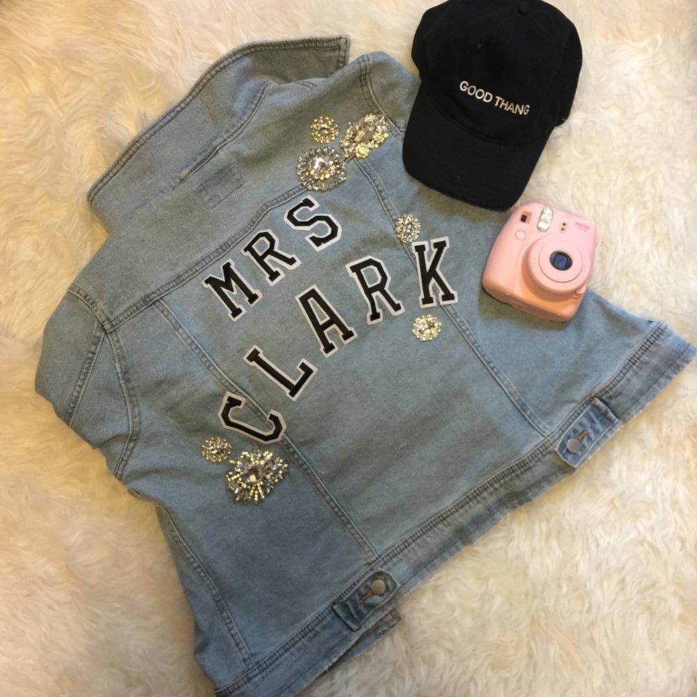 Image of Ornate Bejeweled Denim Jacket