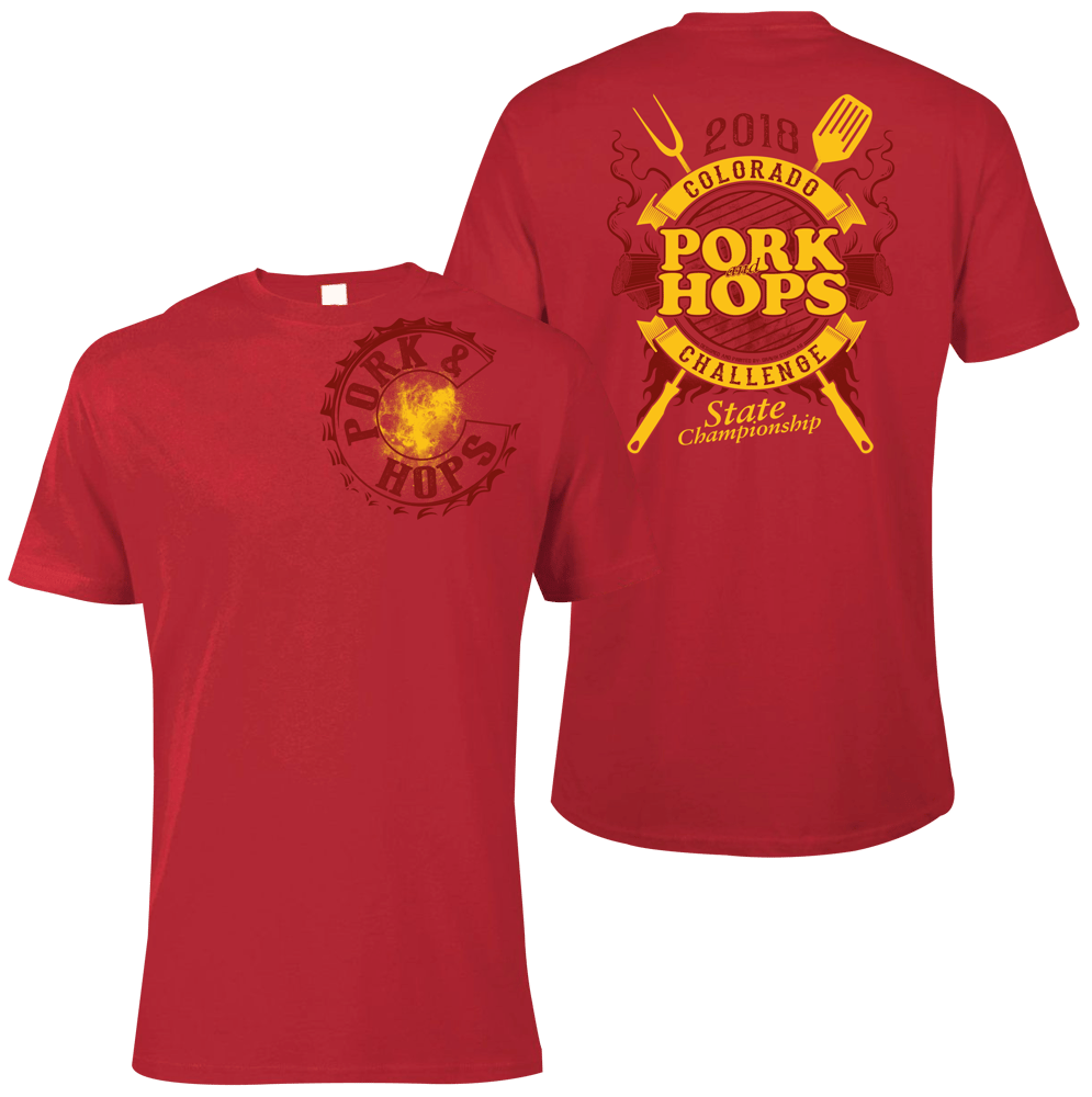 Image of Mens PORK & HOPS T-SHIRT (White and Red)