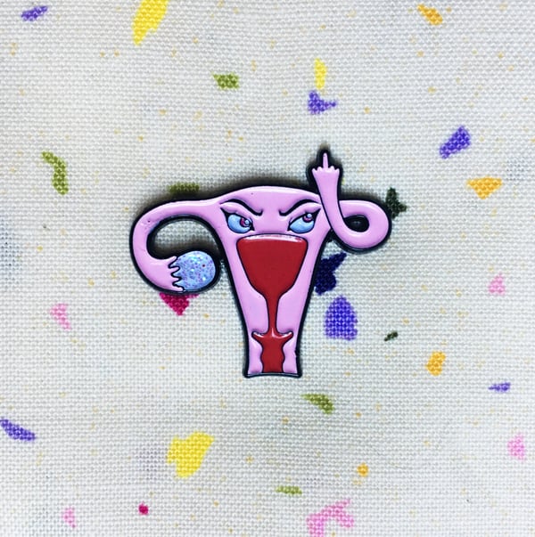 Image of Endometriosis Awareness Enamel Pin, My Uterus is a Bitch