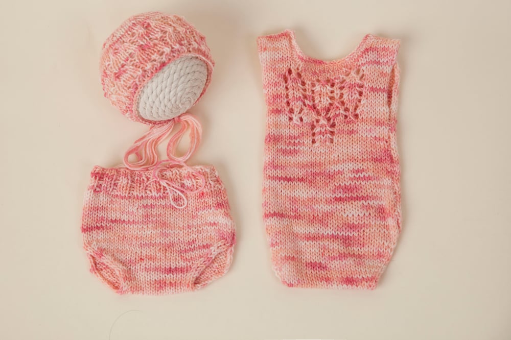 Image of Kristin Newborn Bonnet/Romper/Cover Set
