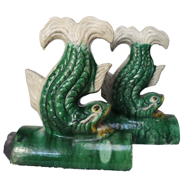 Image of Chinese Roof Tiles: Pair of Koi Fish