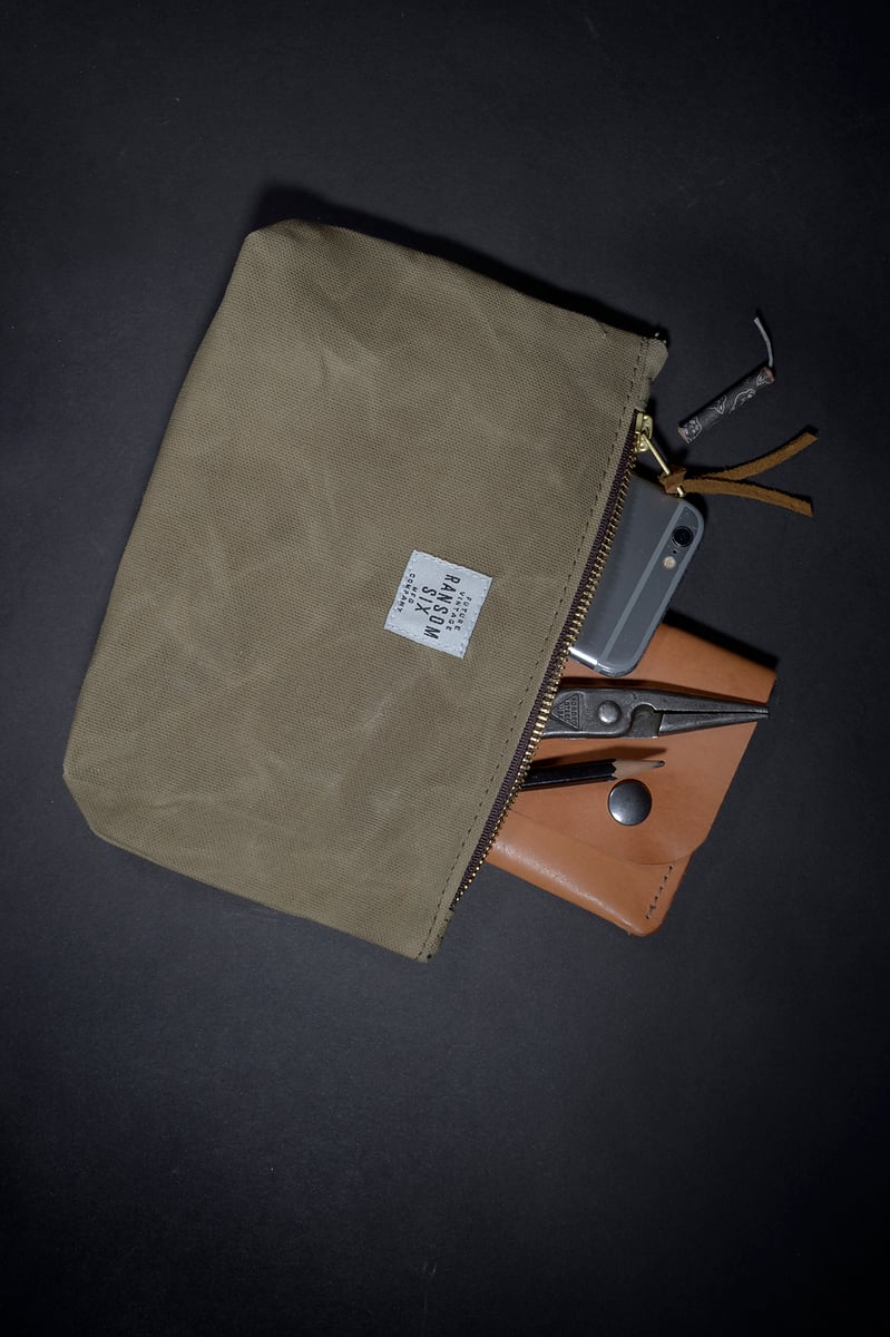 Waxed Zippered Pouch Fatigue Waxed Canvas