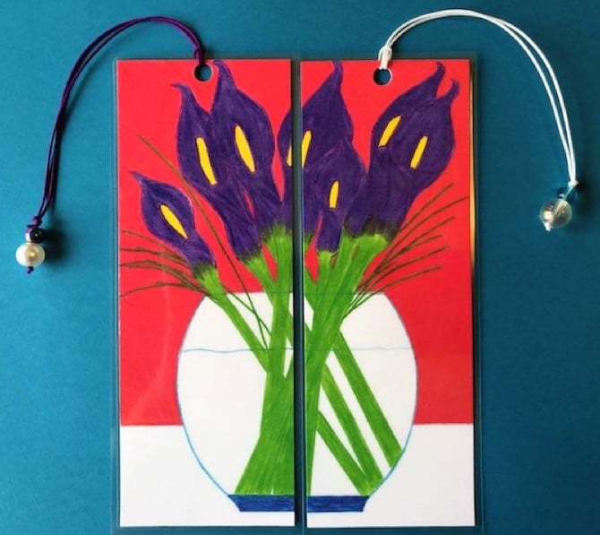 Image of 2 Bookmark Set - Flowers in a Vase