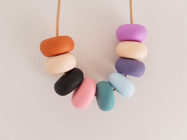 Image of Multicoloured mix of colours - clay bead necklace