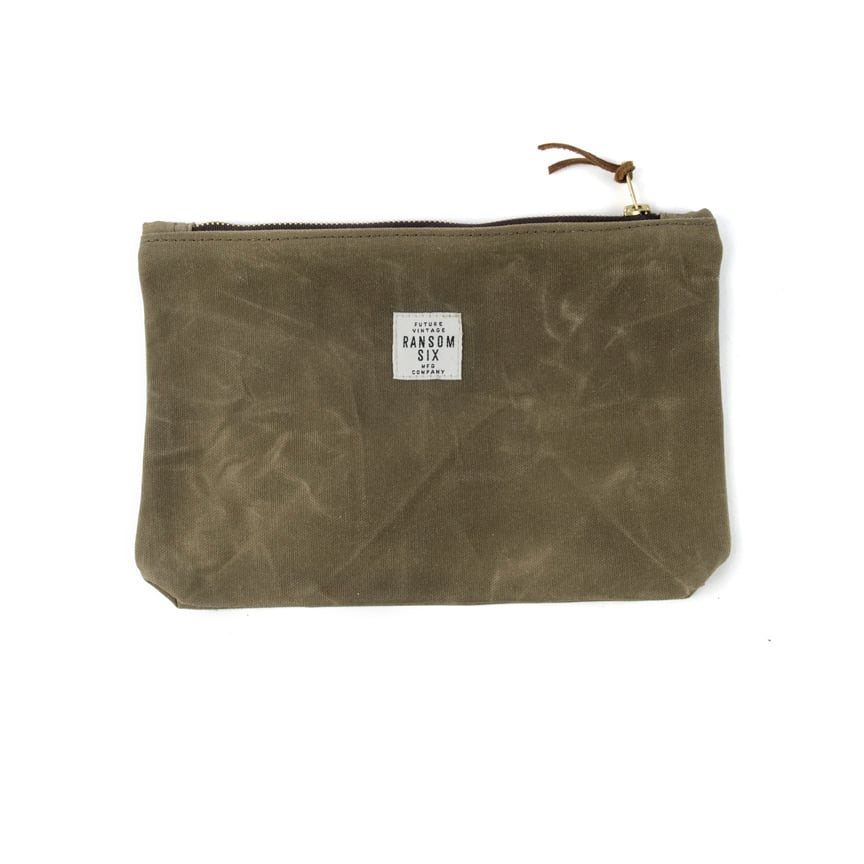 Ransom Six — Waxed Canvas Zipper Pouch - Olive