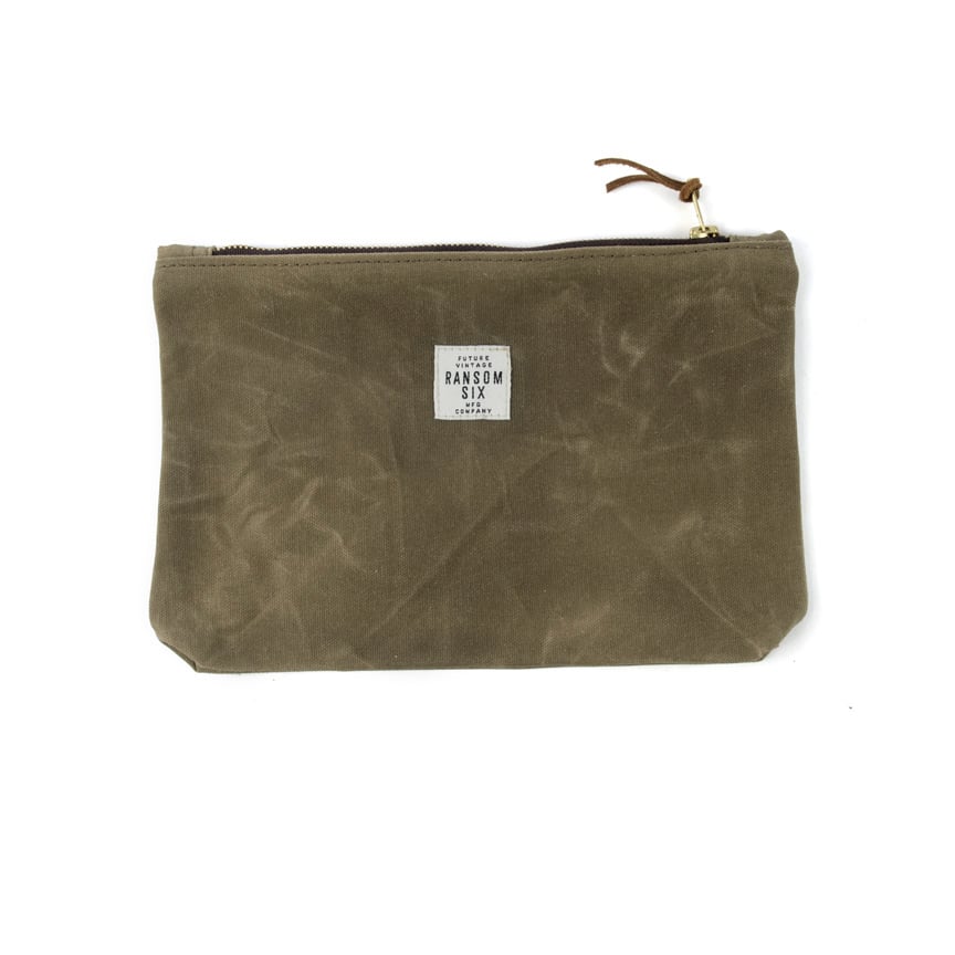 Image of Waxed Canvas Zipper Pouch - Olive 