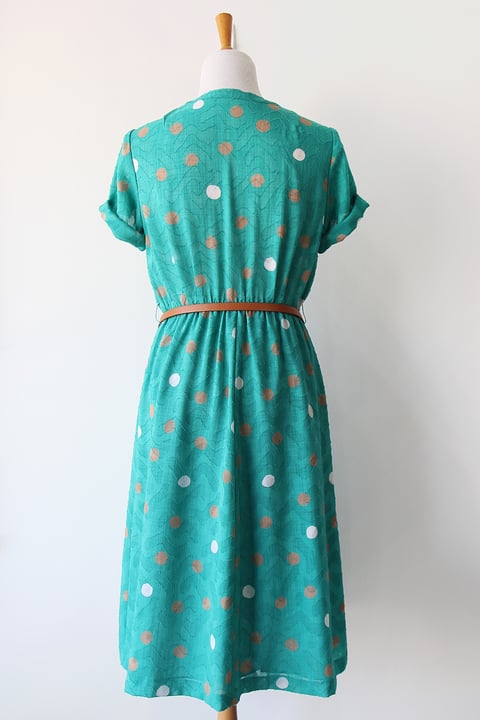 Image of SOLD Dots And Boomerangs Teal Dress