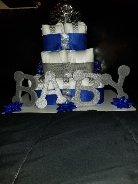 Image of Royal Blue/Silver Diaper Cake