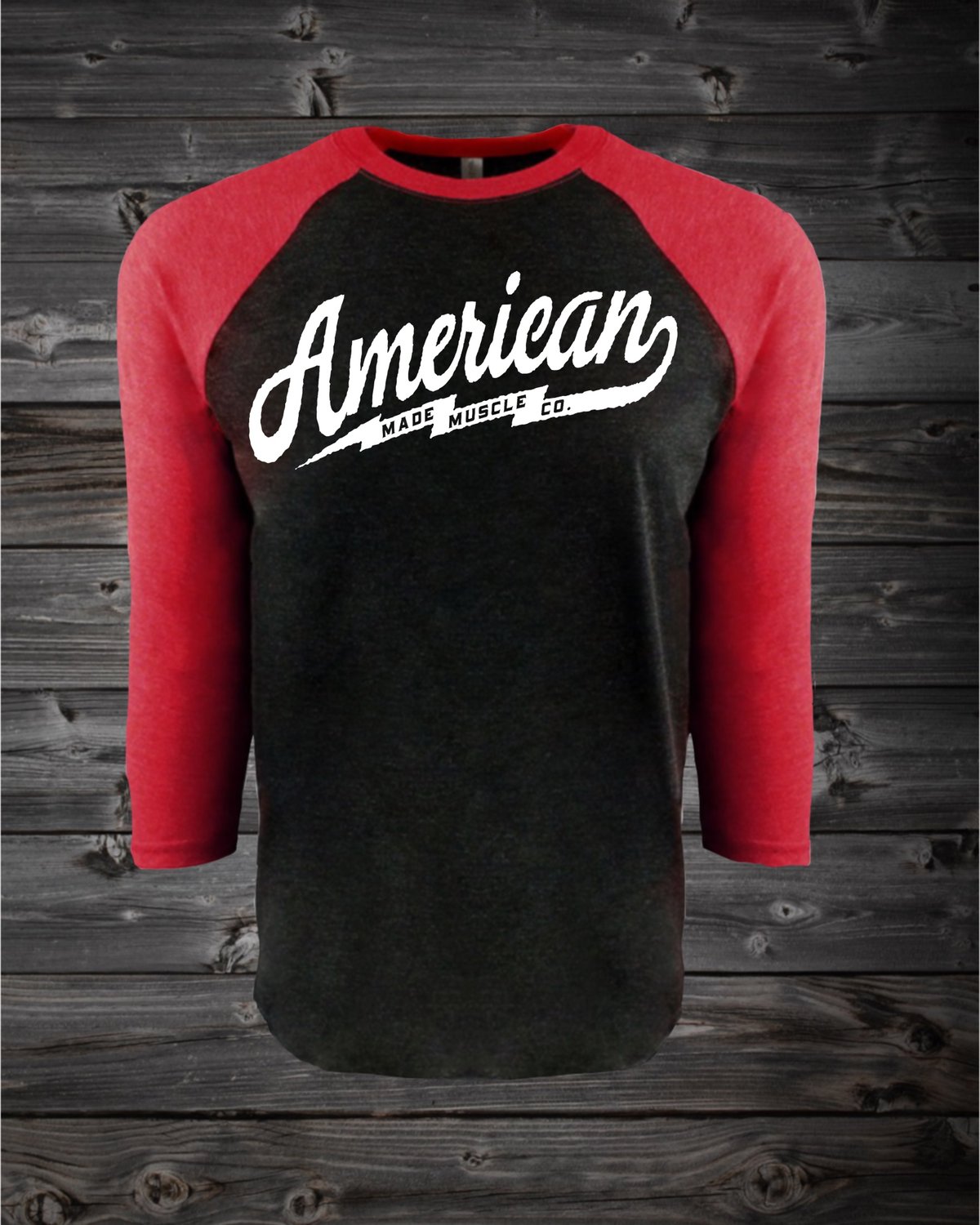 Image of Bolt - Unisex 3/4 Sleeve - Vintage Red and Vintage Black