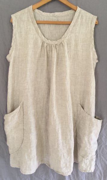 Image of sleeveless linen tunic in natural