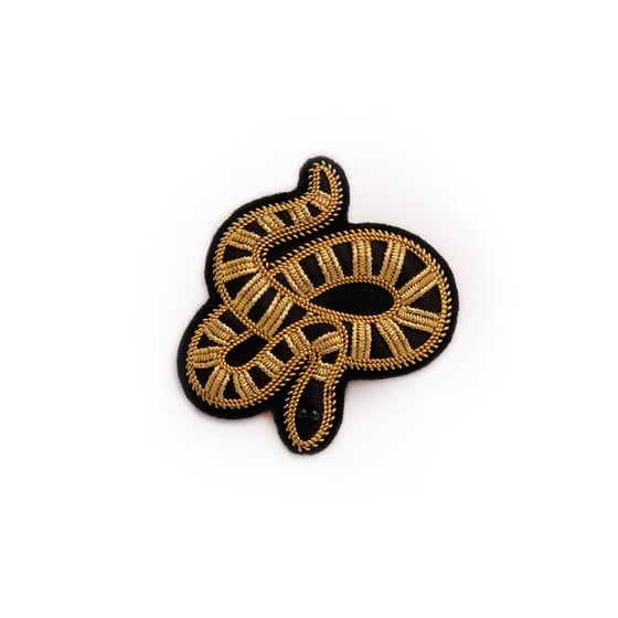 Image of Stripe Serpent Brooch Goldwork Embroidery