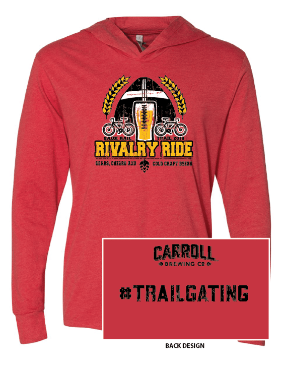 Image of Vintage Heather Red Rivalry Ride Hooded Long Sleeve T