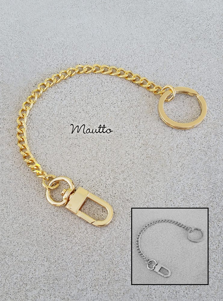Image of Bag Accessory Charm Chain - Gold or Nickel - Mini Classy Curb Diamond Cut - #16C LG Clasp + Keyring