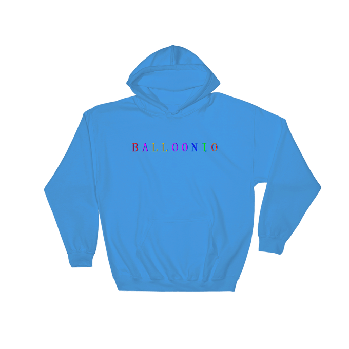 Image of EMBROIDERED RAINBOW HOODIE CAROLINA BLUE