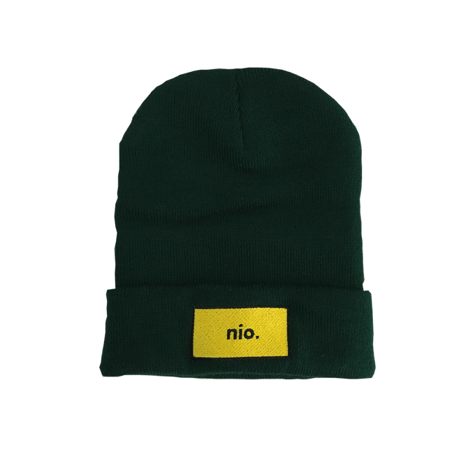 Image of EMBROIDERED NIO. BEANIE GREEN