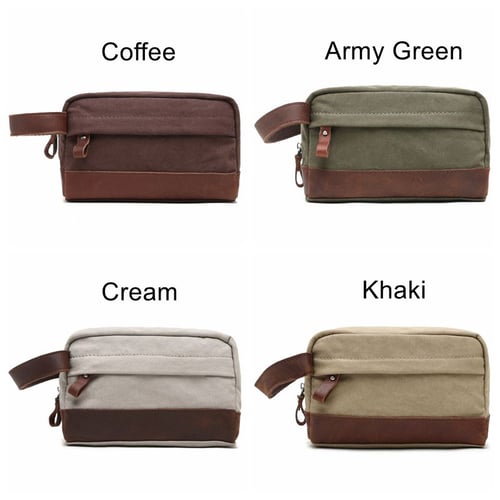 Image of Personalized Canvas Toiletry Bag, Best Groomsmen Gift, Custom Canvas Dopp Kit with Leather Accents