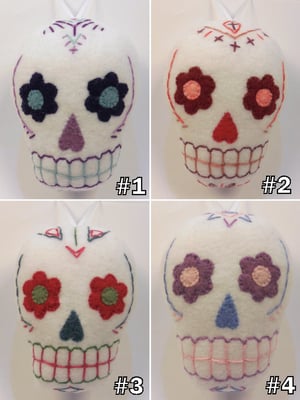 Image of Sugar Skull plush ornaments - white