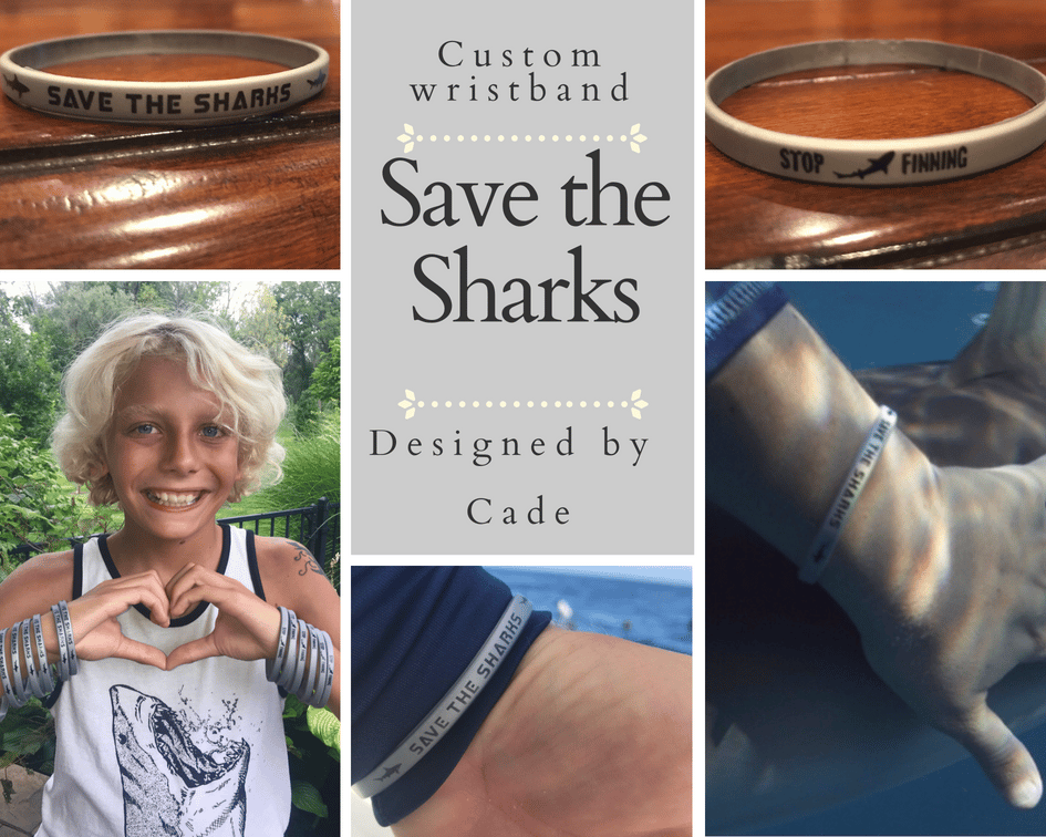 Image of 1 SAVE THE SHARKS-STOP FINNING SILVER SILICONE WRISTBAND