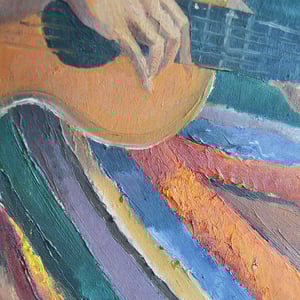 Image of Large, 1930's Bloomsbury School, 'Girl in a Striped Skirt'