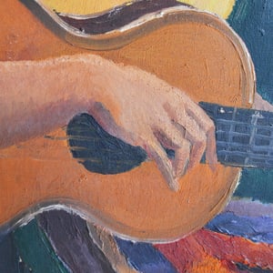 Image of Large, 1930's Bloomsbury School, 'Girl in a Striped Skirt'