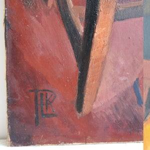 Image of Large, 1930's Bloomsbury School, 'Girl in a Striped Skirt'