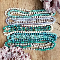 Image 4 of White Pearl & Light Turquoise Helix Necklace