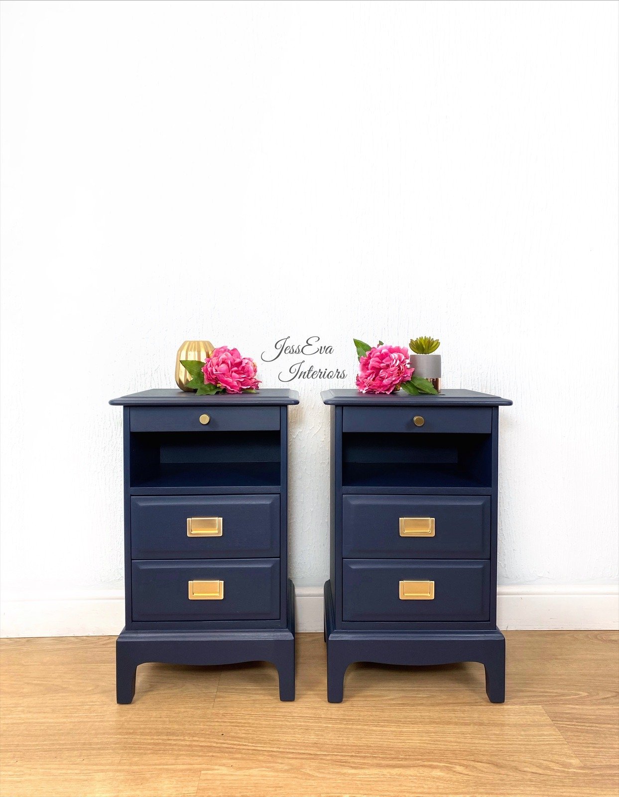 Navy blue bedside deals cabinets