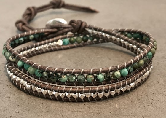 Image of African Turquoise and Silver Bracelet