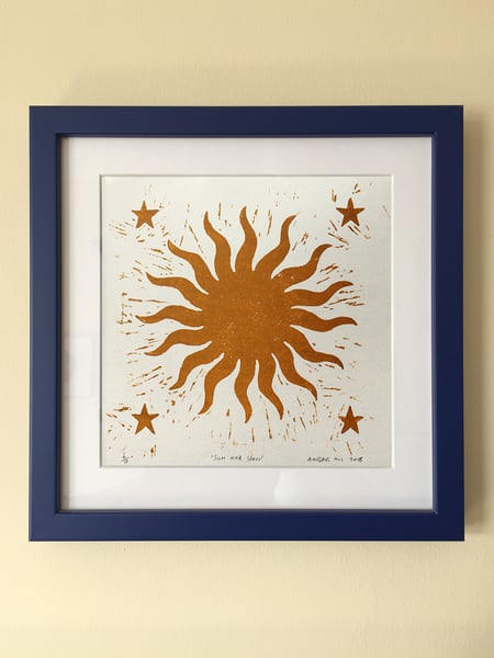 Image of 'Sun and Stars' Linocut Print