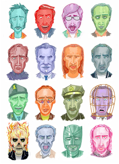 Image of The Faces of Cage - A3 Print