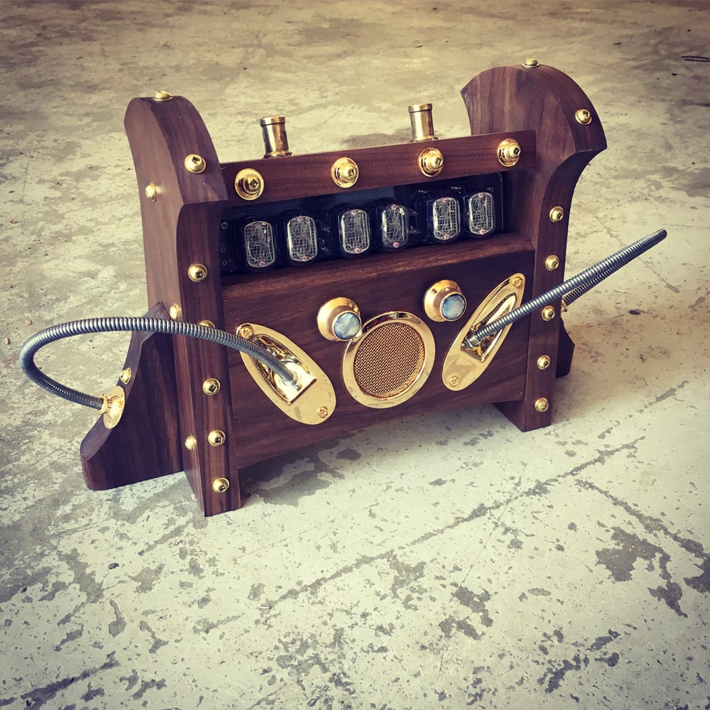 Image of Nixie Clock MKI - Walnut & Gold