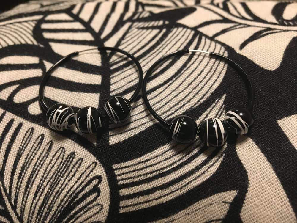 Image of Black & White Hoop earrings, great with a plain outfit.