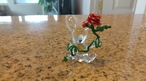 Image of Sculpted Glass Rabbit with Rose