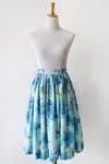 Image of Watercolor Flowers Blue Cotton Skirt
