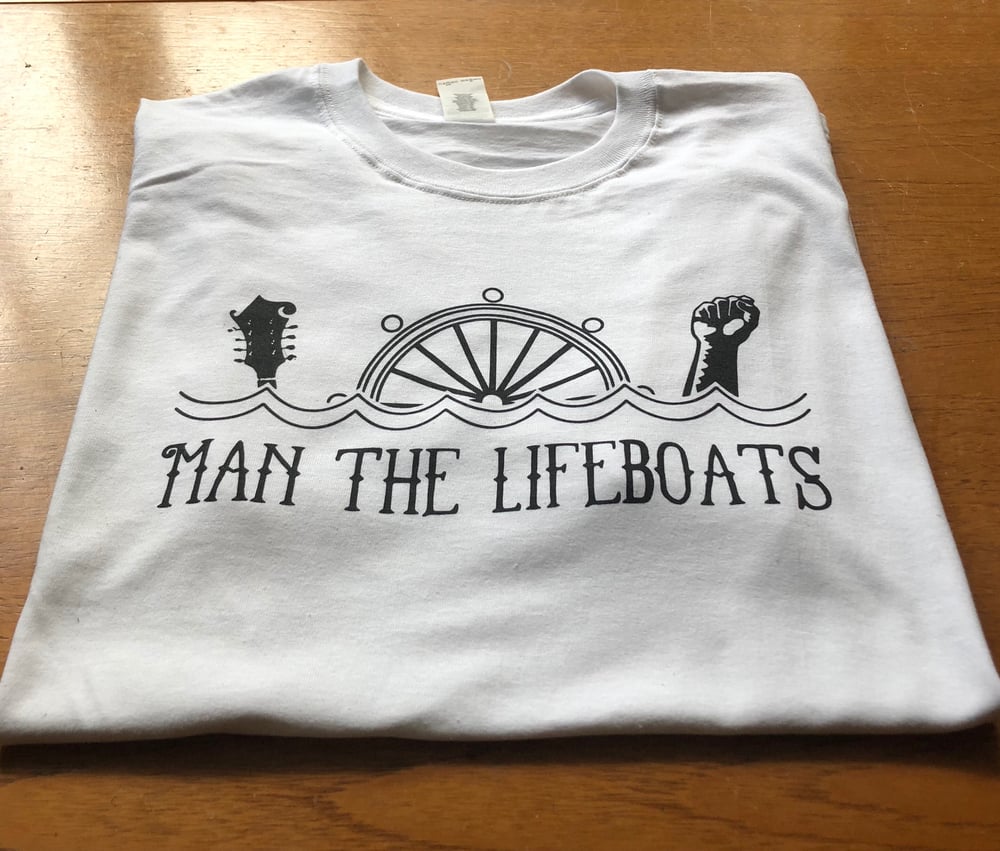 Man The Lifeboats Logo T Shirt White