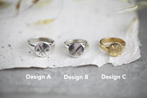 Image of Personalised 'Barleycorn' signet rings in silver, 9ct or 18ct gold [Design Options]