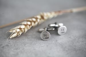 Image of Personalised 'Barleycorn' silver cufflinks