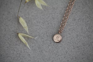 Image of Personalised 'Barleycorn' tiny rose gold disc necklace