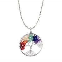 Good quality tree of life natural stone chakra steel necklace